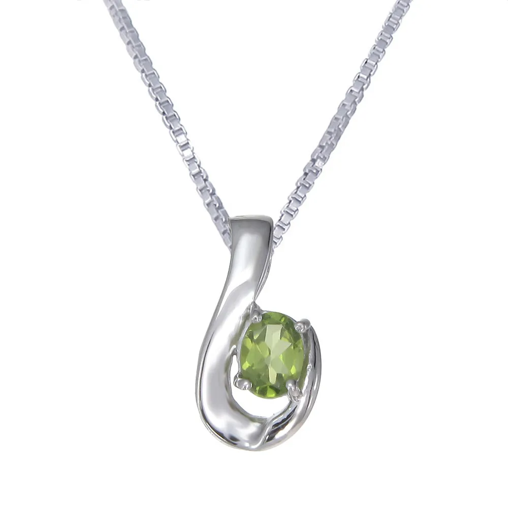 0.70 cttw Peridot Pendant .925 Sterling Silver With 18 Inch Chain