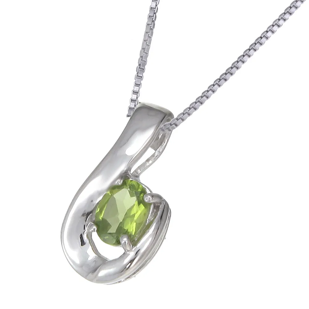 0.70 cttw Peridot Pendant .925 Sterling Silver With 18 Inch Chain