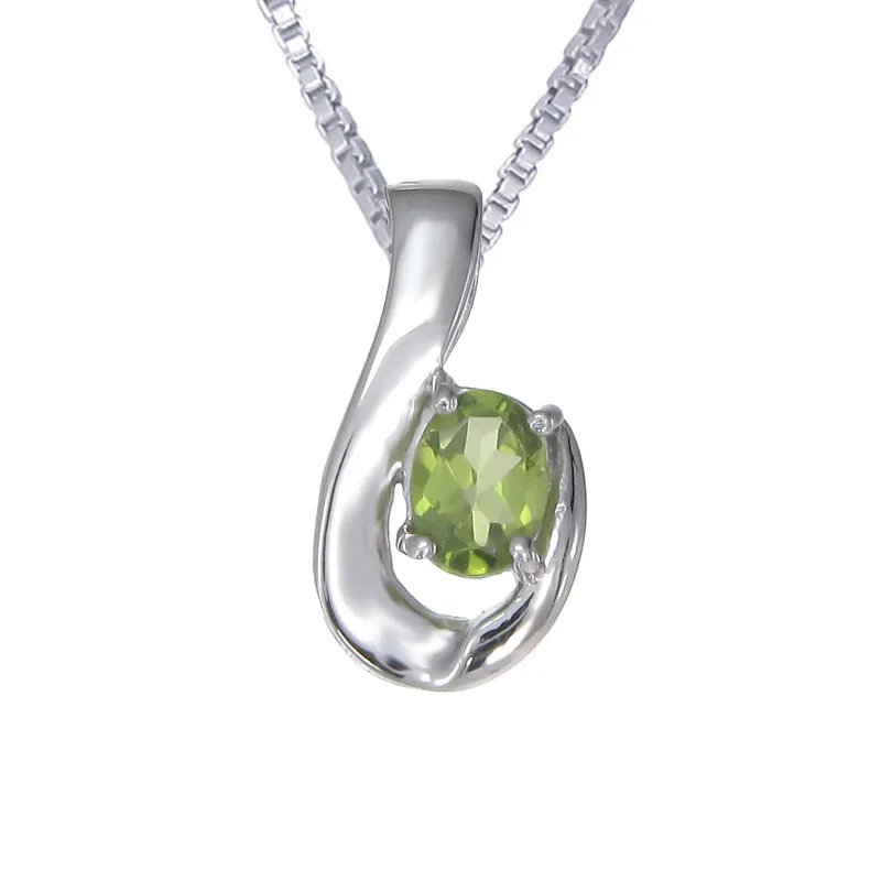 0.70 cttw Peridot Pendant .925 Sterling Silver With 18 Inch Chain