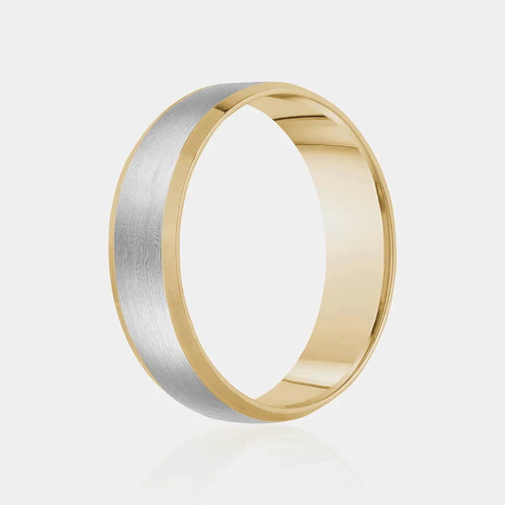 10K Two-Tone Brushed Center with Polished Edge Wedding Band