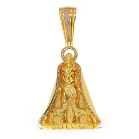 10K Yellow gold 2D realistic San Lazaro solid pendant-316265