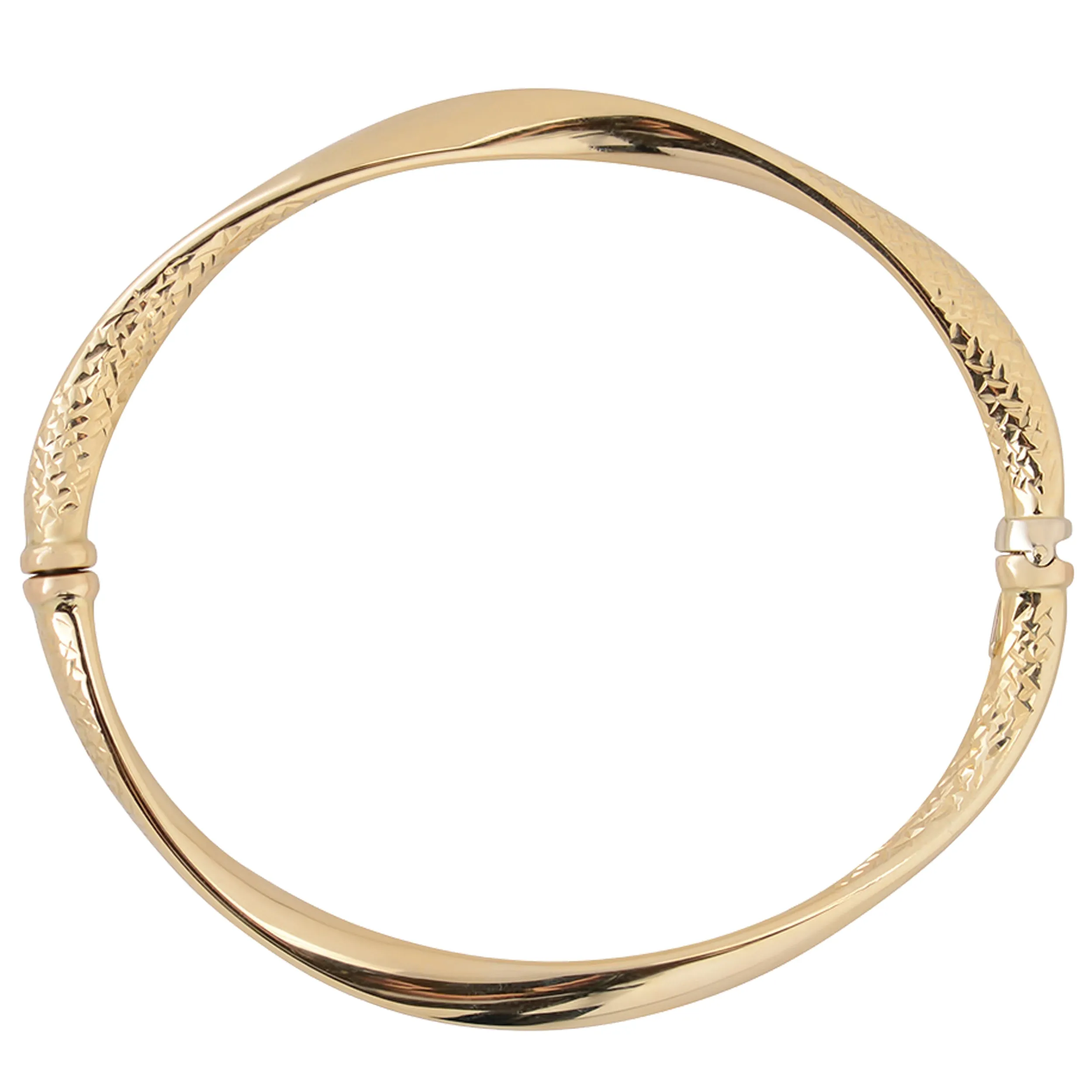 10k Yellow Gold Diamond Cut Women's Bangle Bracelet, 7.5