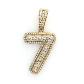 10K Yellow Gold Number 7 Pendant 1.1 Ctw