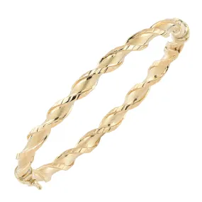 10k Yellow Gold Twisted Women's Bangle Bracelet, 7.75