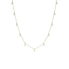 14k 11 Tiny Dangling Diamond Choker Necklace