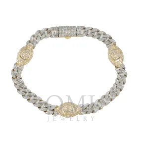 14K GOLD CUBAN EVIL EYES BRACELET 3.40 CT DIAMONDS