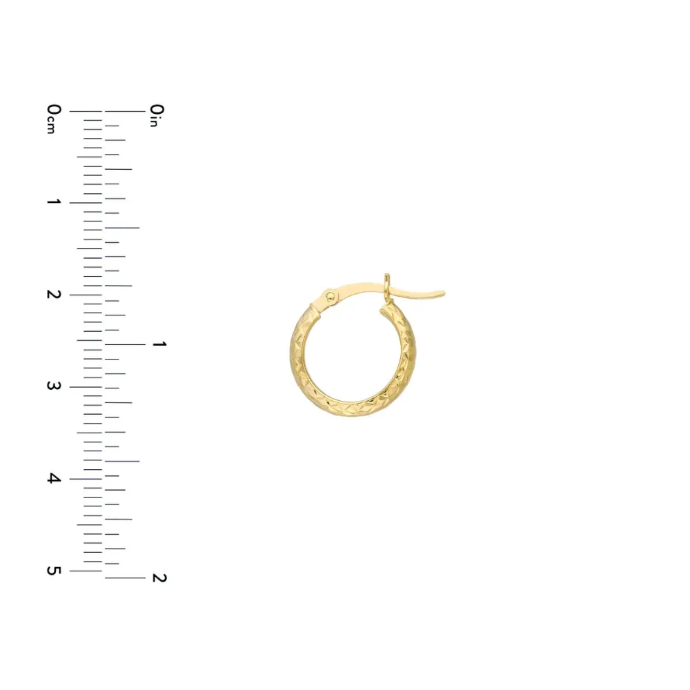 14k Gold Diamond-Cut Hoop Earrings