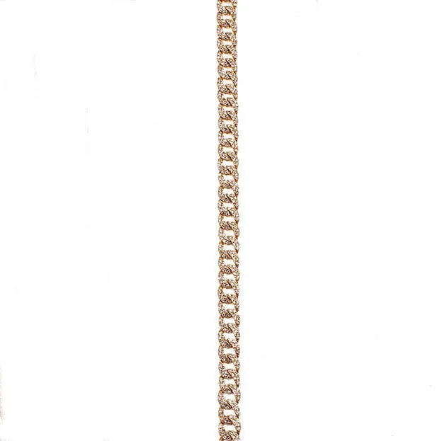 14K Gold Micro-Pave Diamond Cuban Link Chain Necklace Adjustable Length