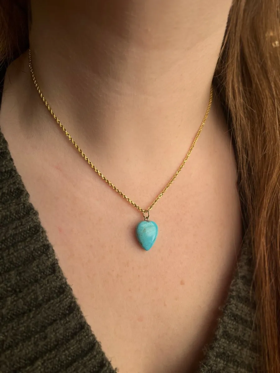 14k Gold Turquoise Heart Pendant