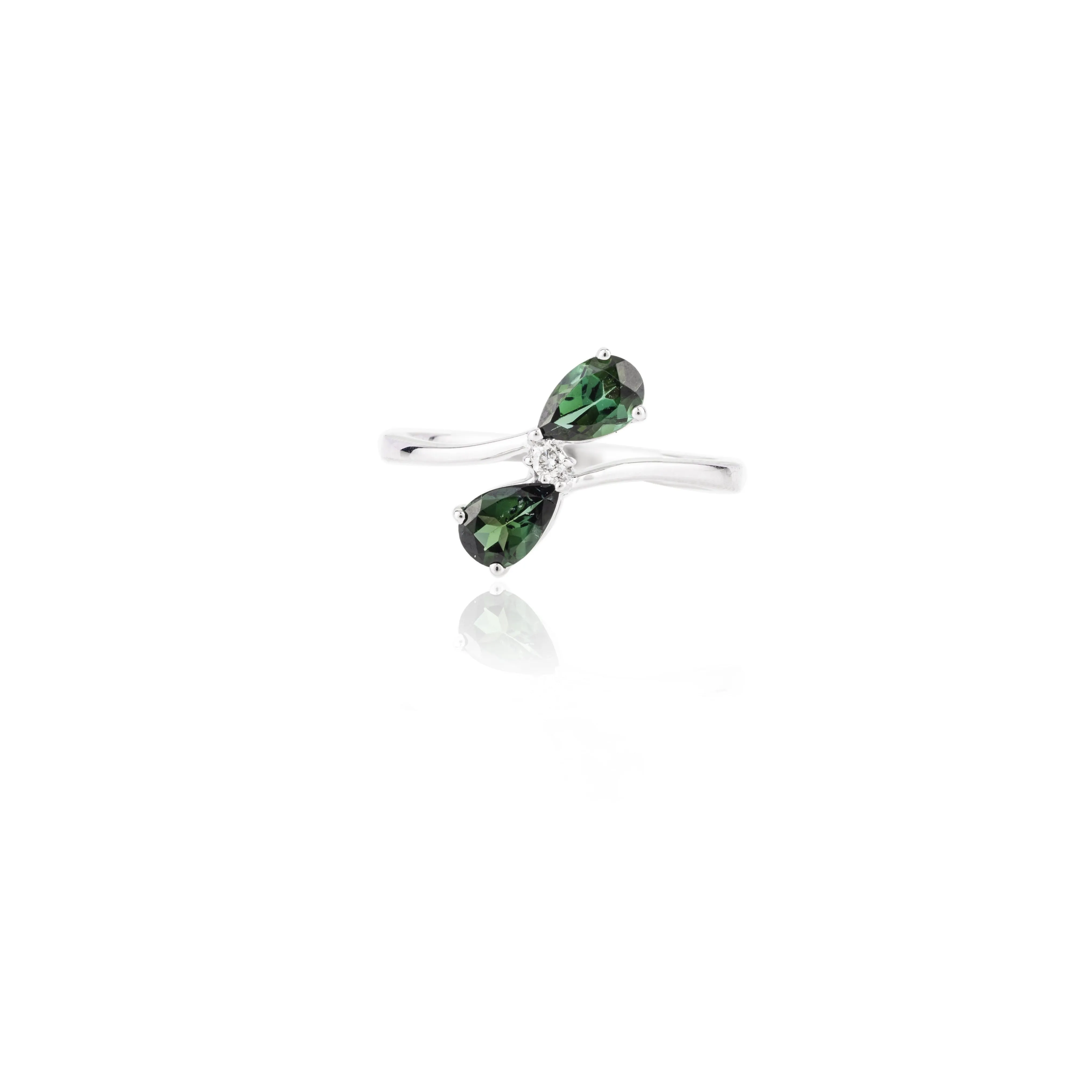 14K Green Tourmaline Two Stone Ring