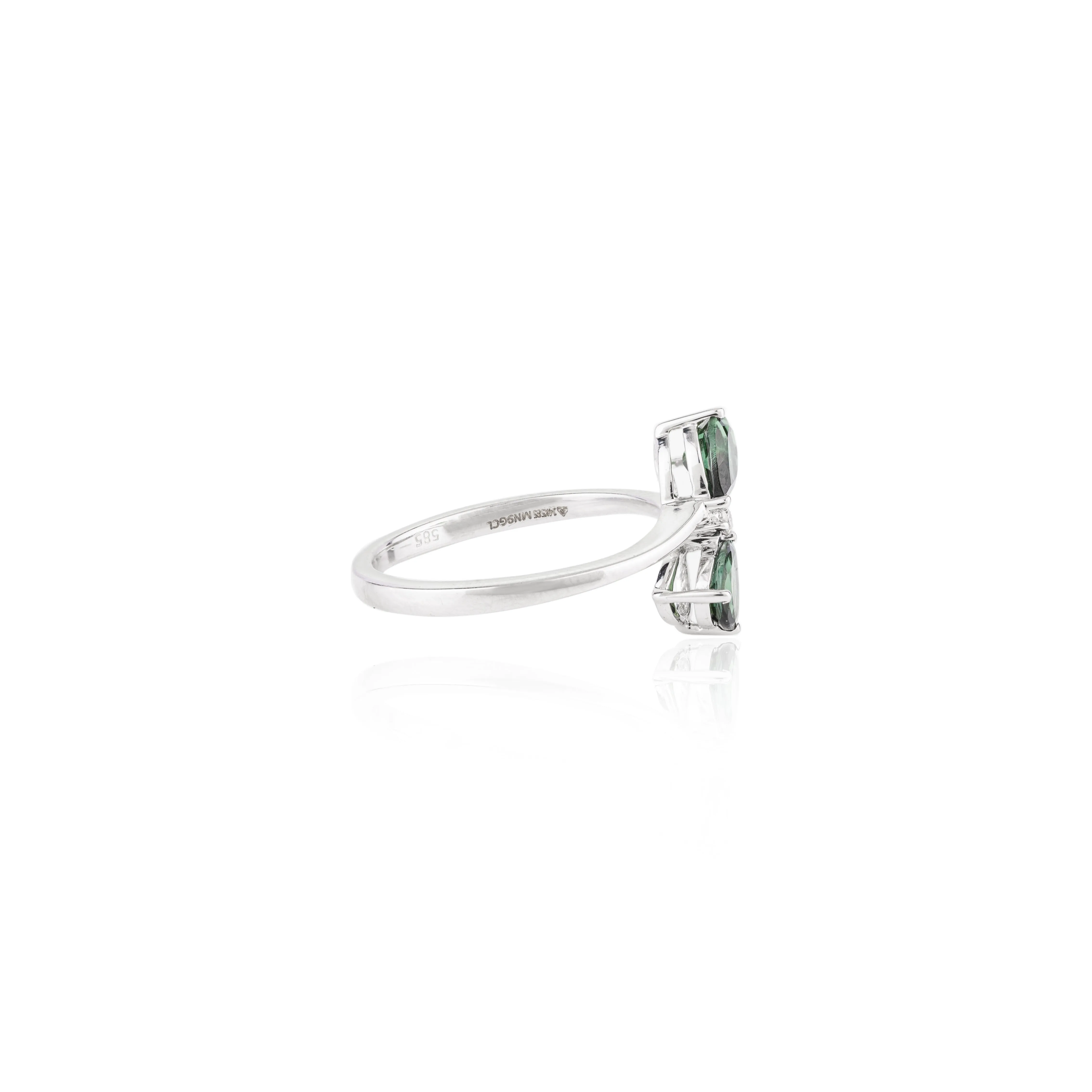 14K Green Tourmaline Two Stone Ring