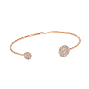 14K Rose Gold Diamond Bangle W/ VS Diamonds & Round Accents on Open Cuff