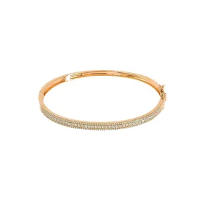 14K Rose Gold Diamond Bangle W/ VS Diamonds & Semi-Encrusted Band