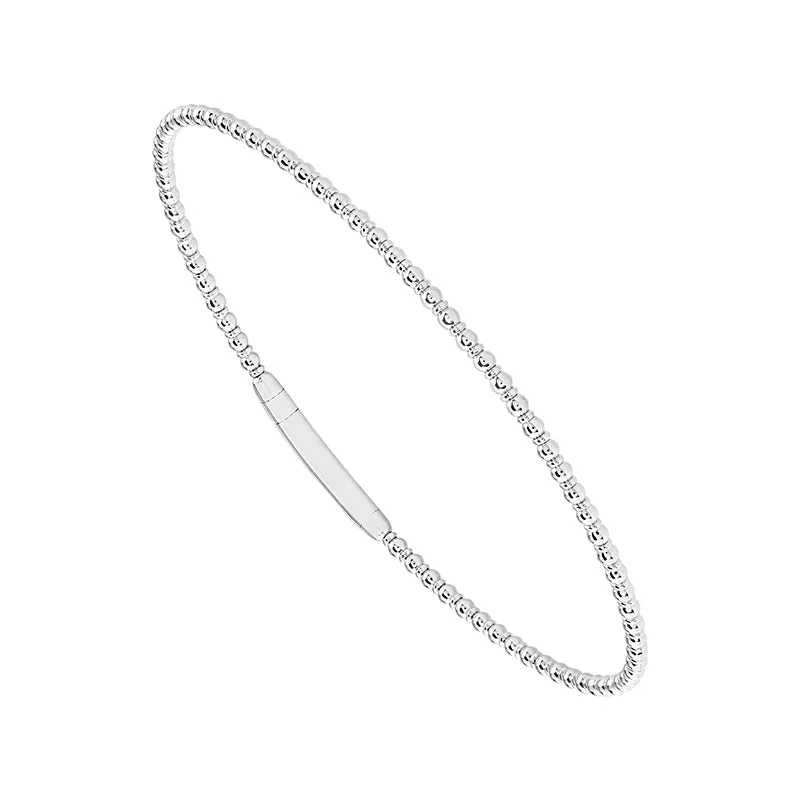 14K White Gold Beaded Flex Bangle