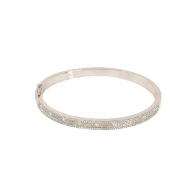 14K White Gold Diamond Bangle W/ 1.01ct VS Diamonds & Bright Polished Solid Band