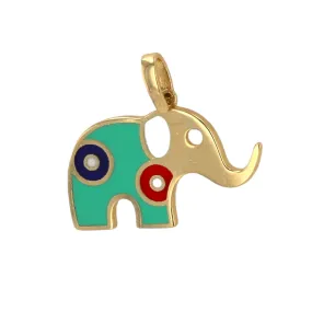 14k yellow gold enamel amulet elephant pendant