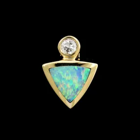 14K Yellow Gold Estate Opal and Diamond Slide Pendant