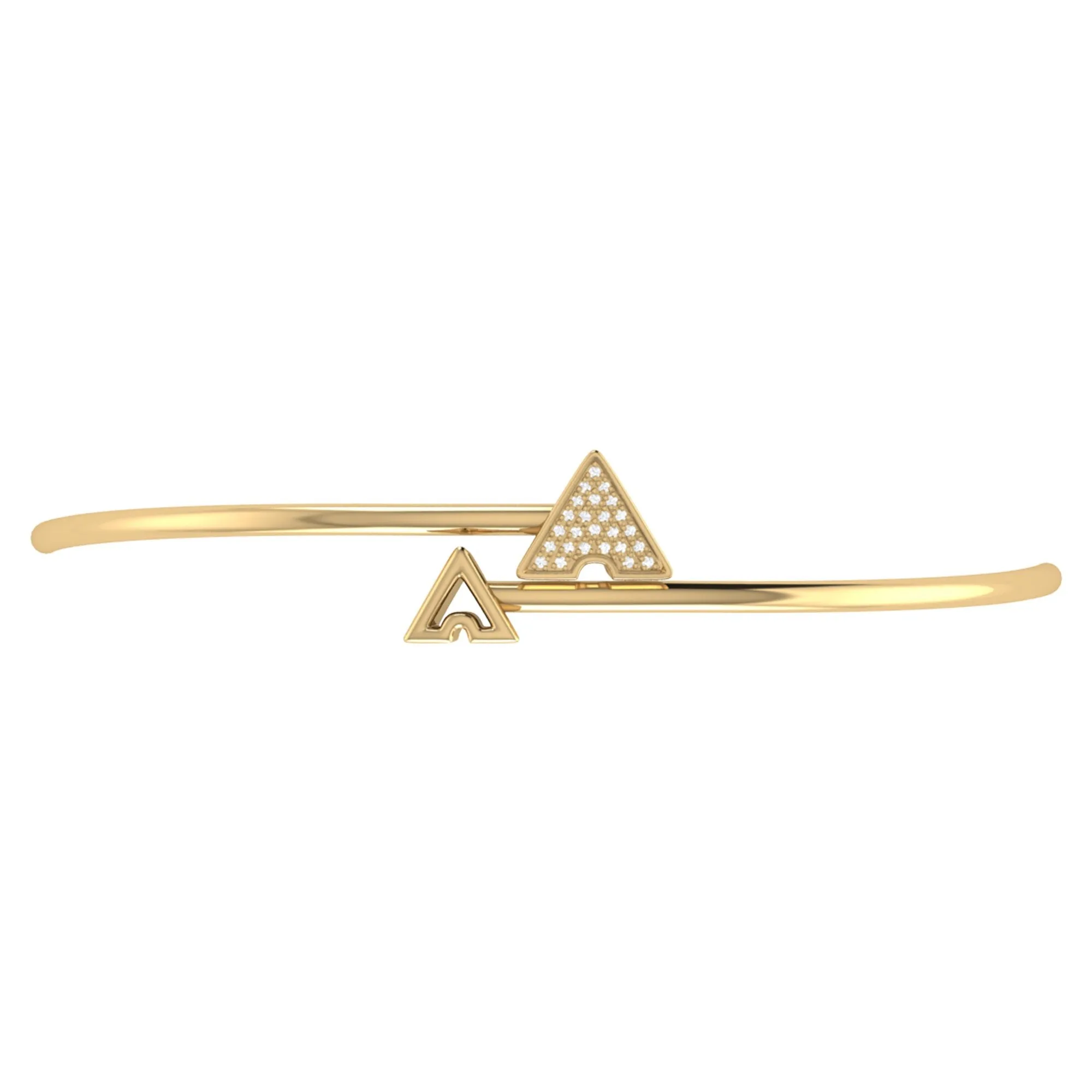 14K Yellow Gold Skyscraper Triangle Roof Adjustable Diamond Bangle