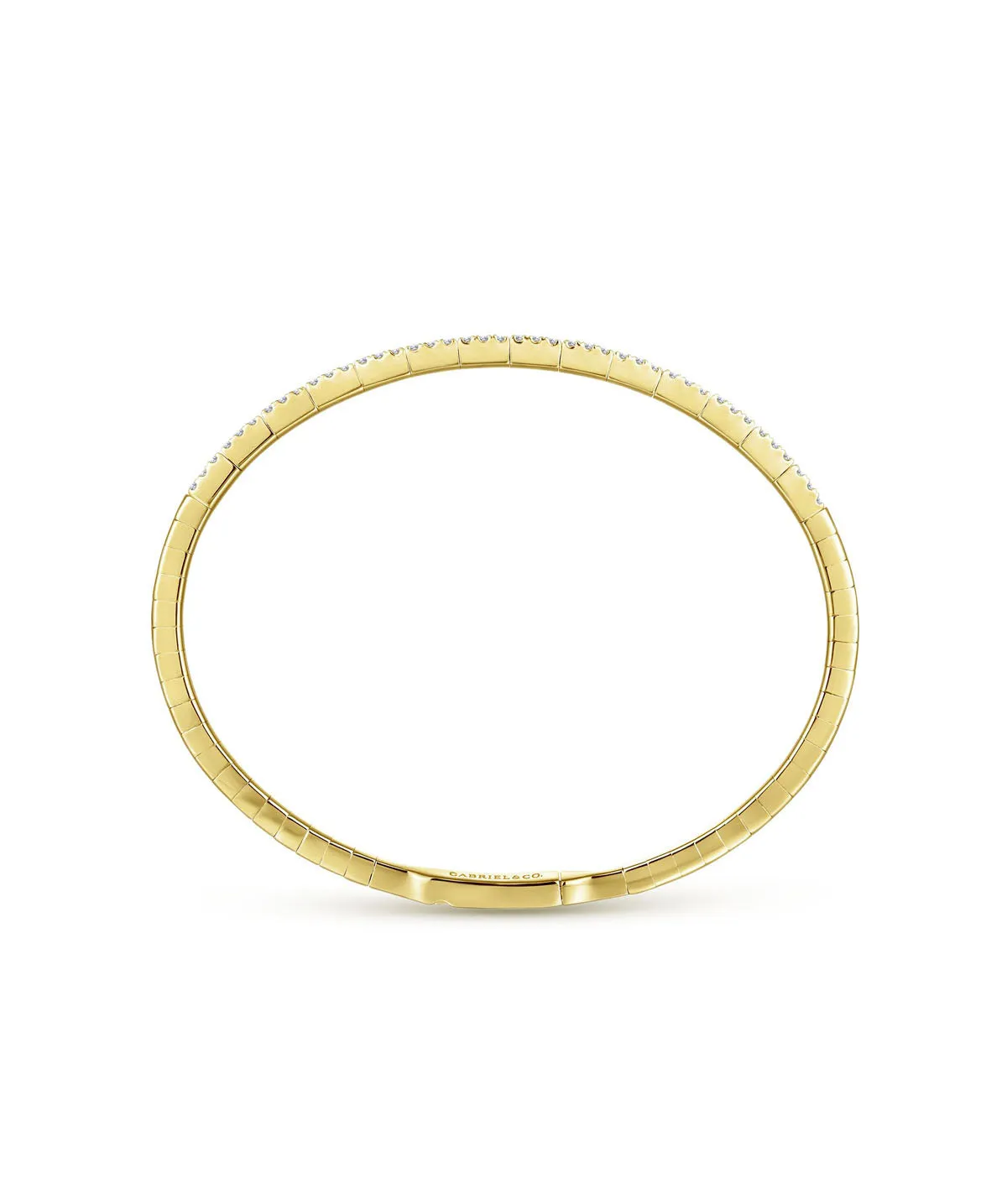 14K Yellow Gold Two Row Diamond Bangle