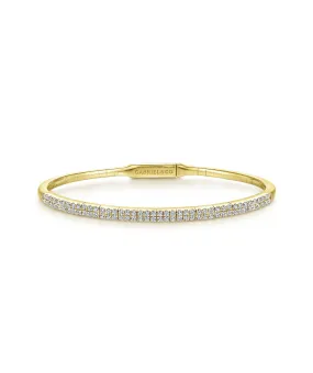 14K Yellow Gold Two Row Diamond Bangle