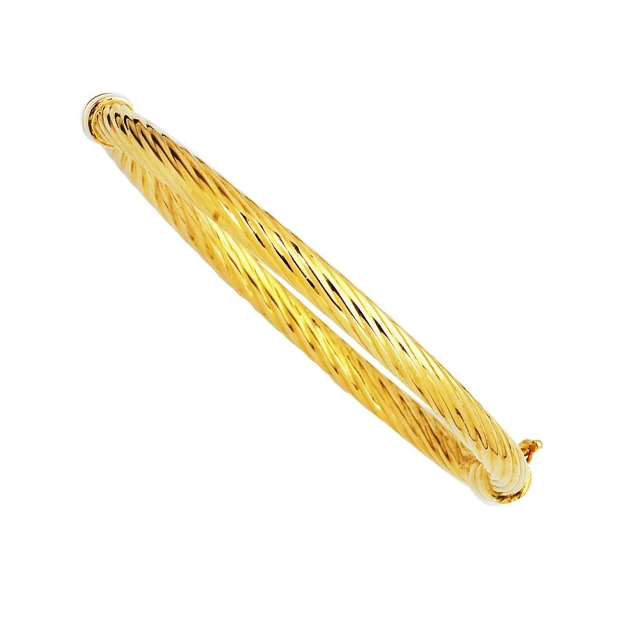 14k Yellow Twisted Gold Women's Bangle Bracelet, 7