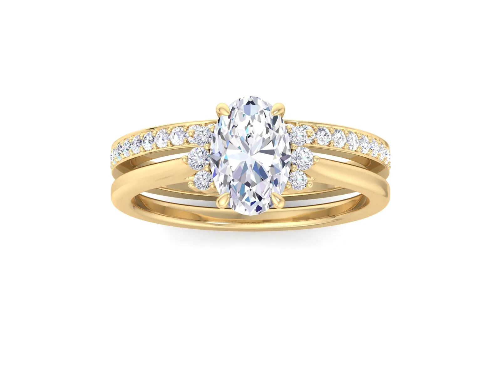 1.50 CT Oval Cut Moissanite Engagement Ring Set