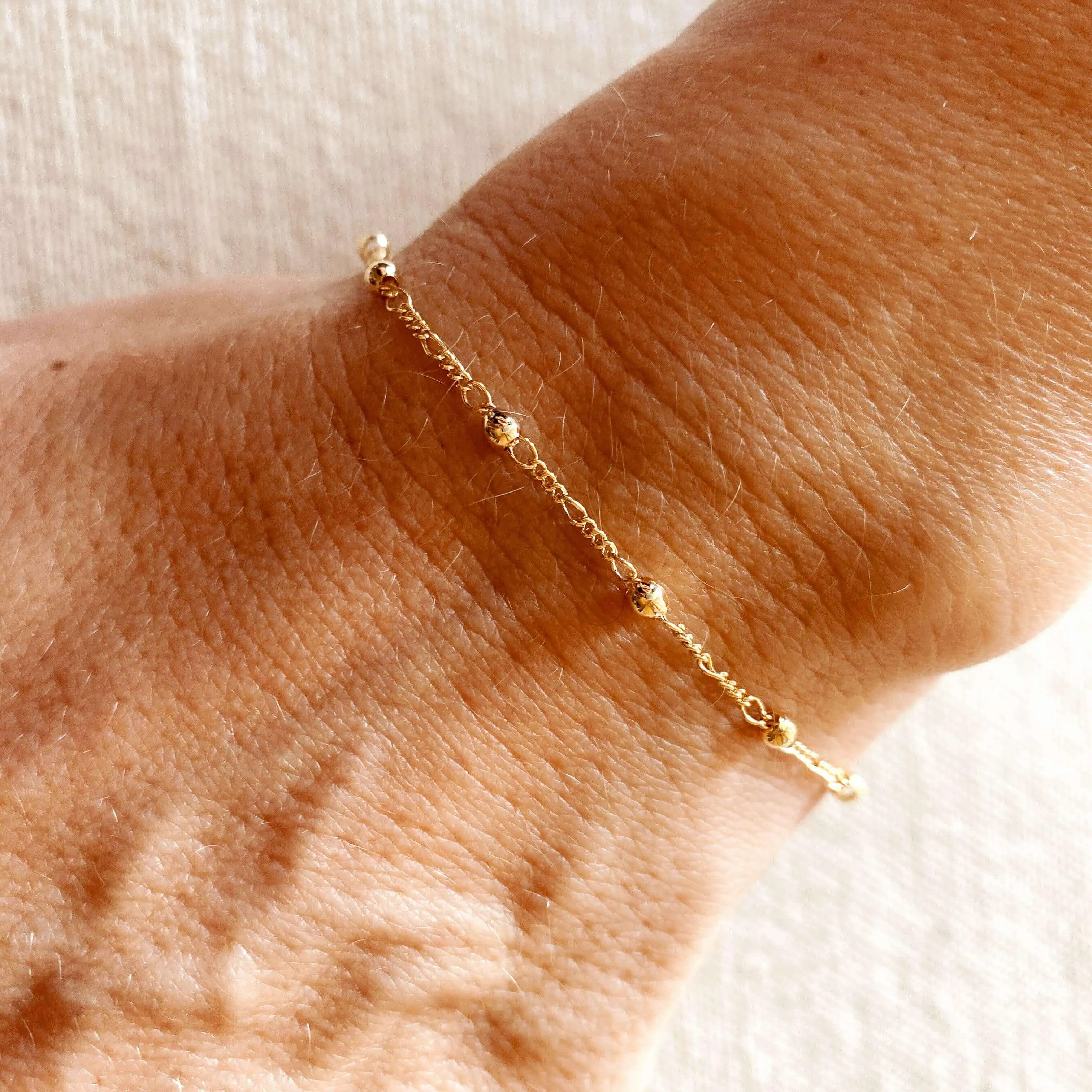 18k Gold Filled Beaded Bracelet with Cross Charm