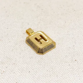 18k Gold Filled Initial Plate Pendant Letter H