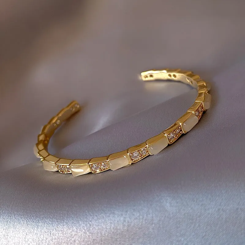 18K Gold Opal Bamboo Bracelet