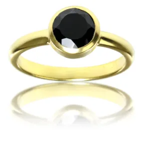 18K Gold Plated Stackable Jaipuri Circle Ring Black Onyx