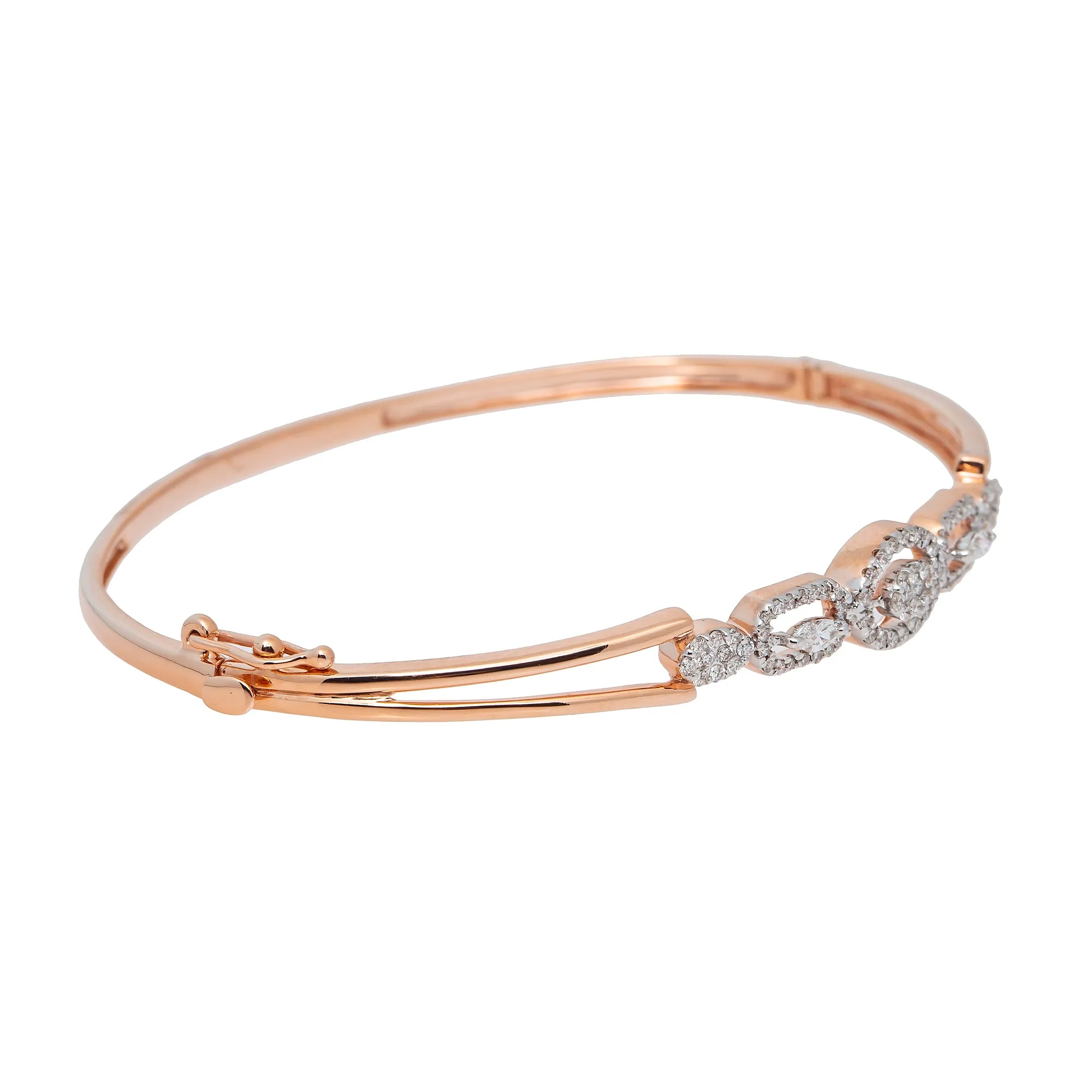 18K Rose Gold & 0.44ct Diamond Bangle (8.3gm)