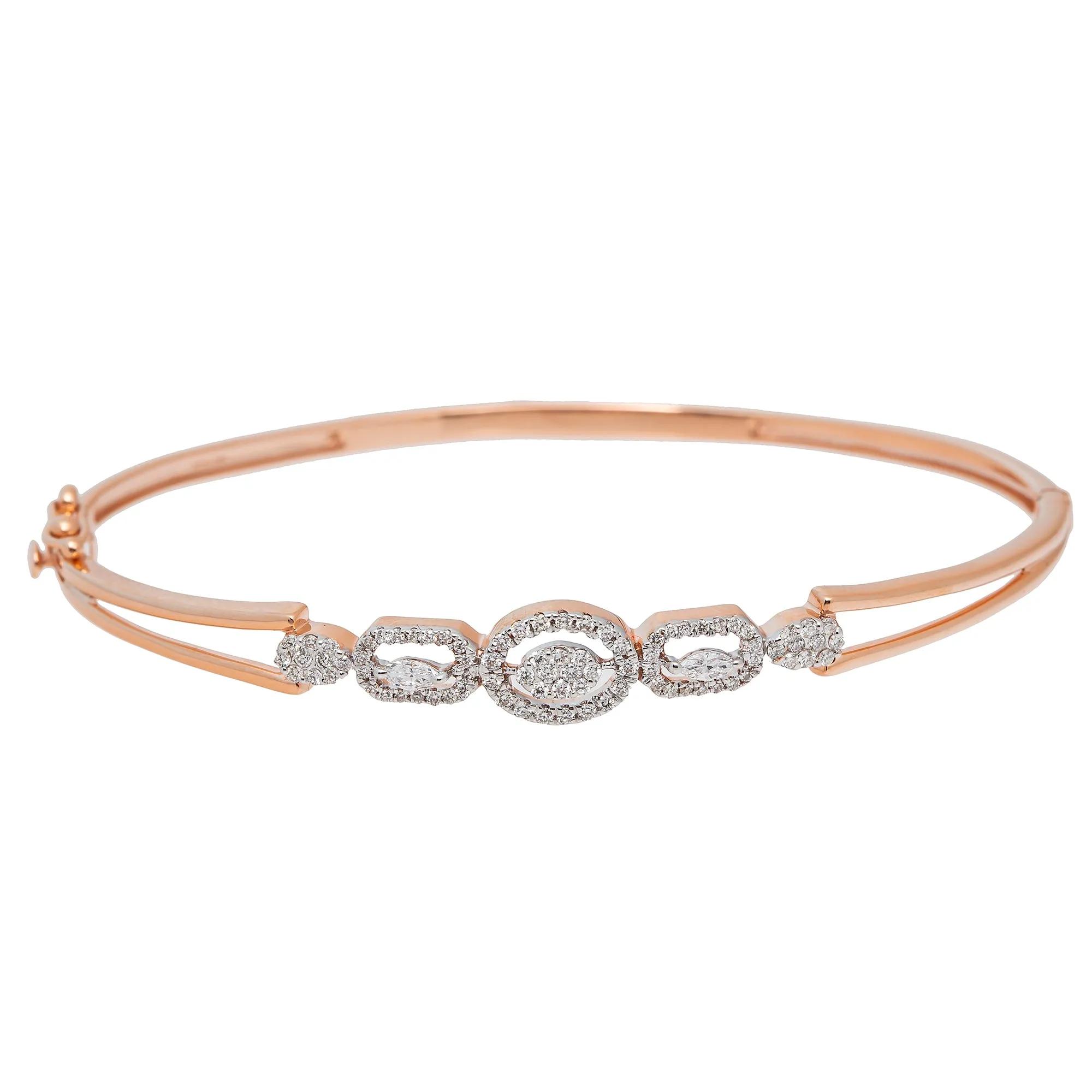 18K Rose Gold & 0.44ct Diamond Bangle (8.3gm)