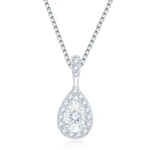 18K White Gold Pear Shape Design Diamond Pendant