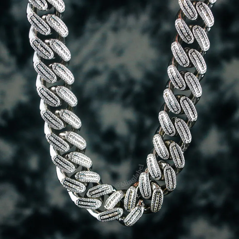 18mm Diamond Cuban Link Chain in White Gold