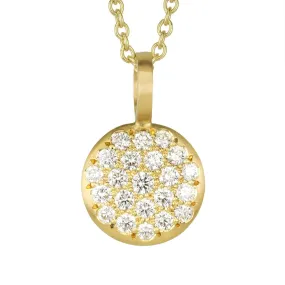 20K Gold and Pave Diamond Medium Lentil Pendant