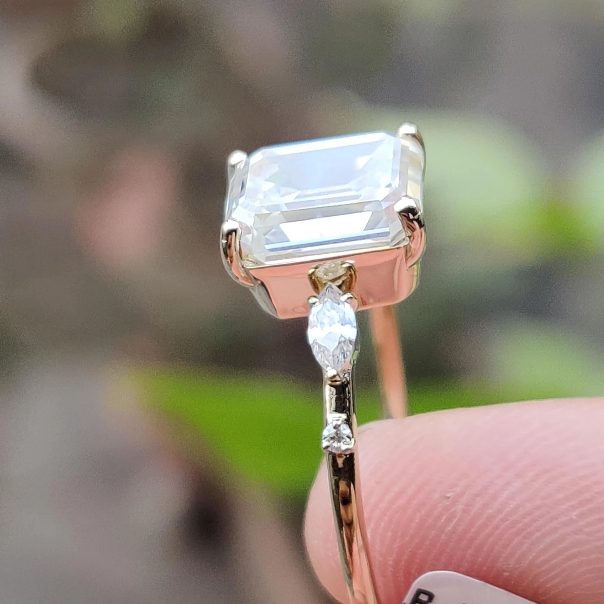 2ctw Emerald Cut Three stone Engagement Ring