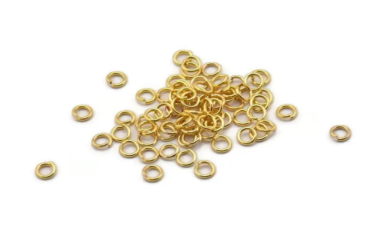 4mm Jump Ring - 1000 Brass Gold Tone Jump Rings (4x0.70mm)  A0078