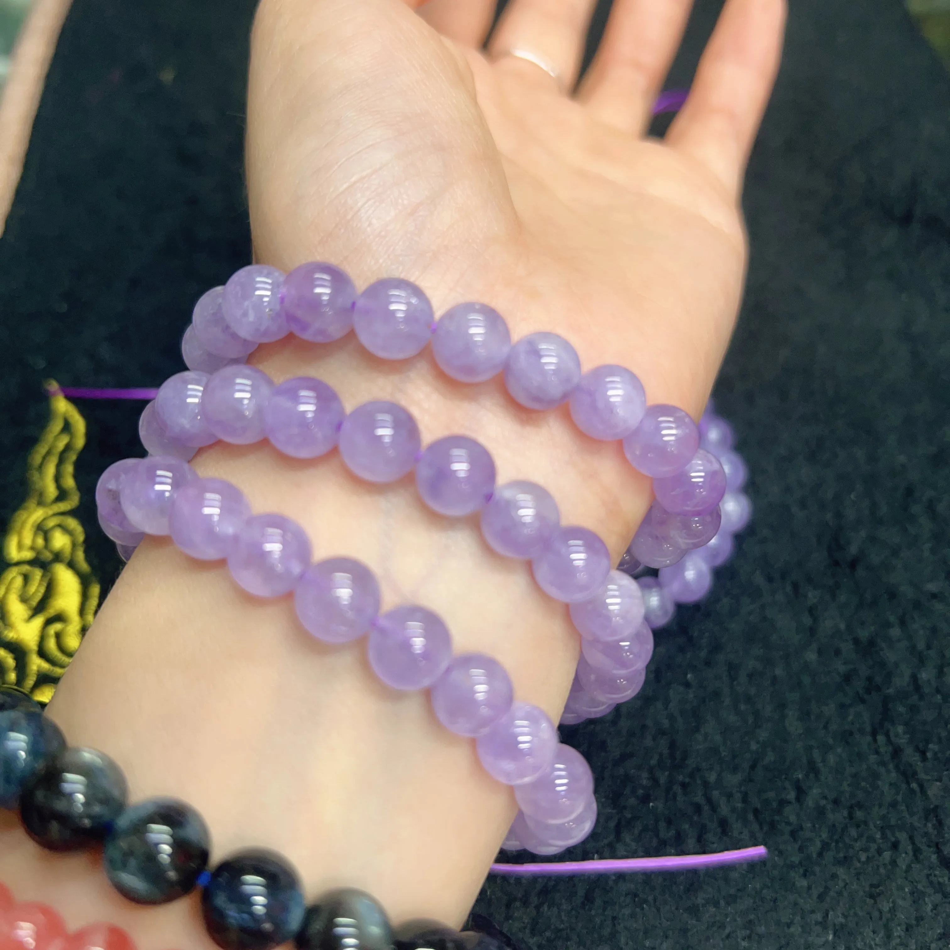 8.5-8.9mm Natural Lavender Amethyst Round Beaded Bracelets for DIY Jewelry Project