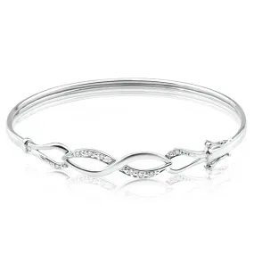 9ct Charming White Gold Diamond Bangle