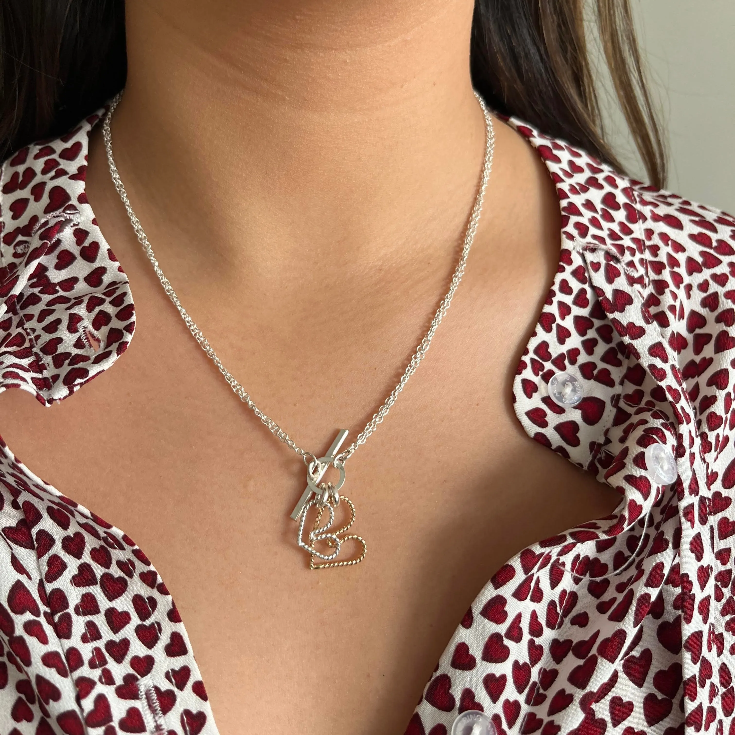 ADORE Mixed Metal Heart Long Necklace