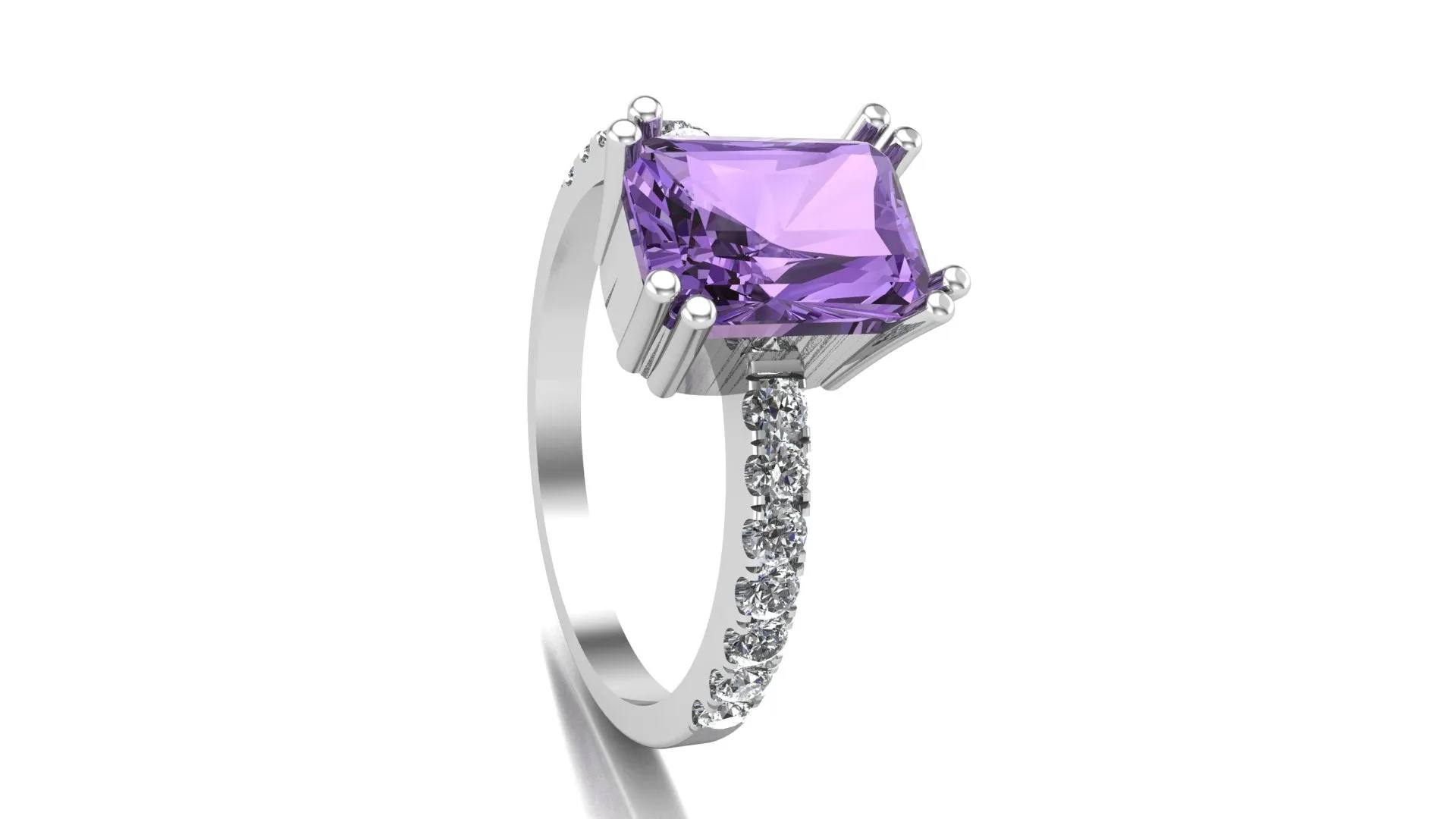 Amethyst Gem Cushion Cut Ring (925 Sterling Silver)