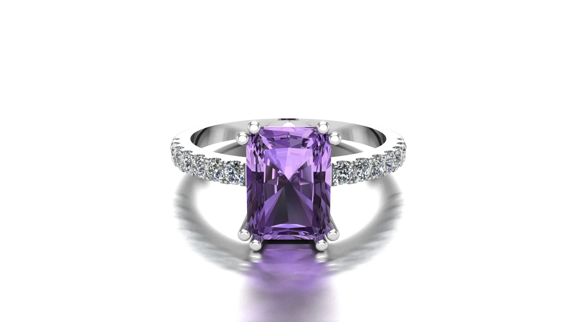 Amethyst Gem Cushion Cut Ring (925 Sterling Silver)