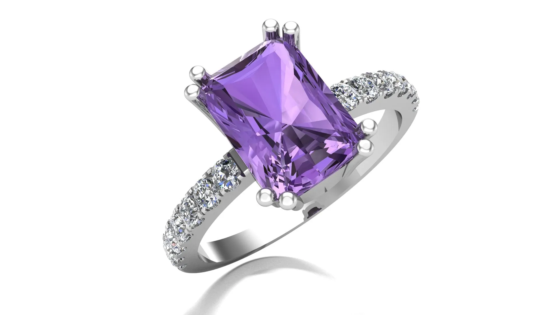 Amethyst Gem Cushion Cut Ring (925 Sterling Silver)