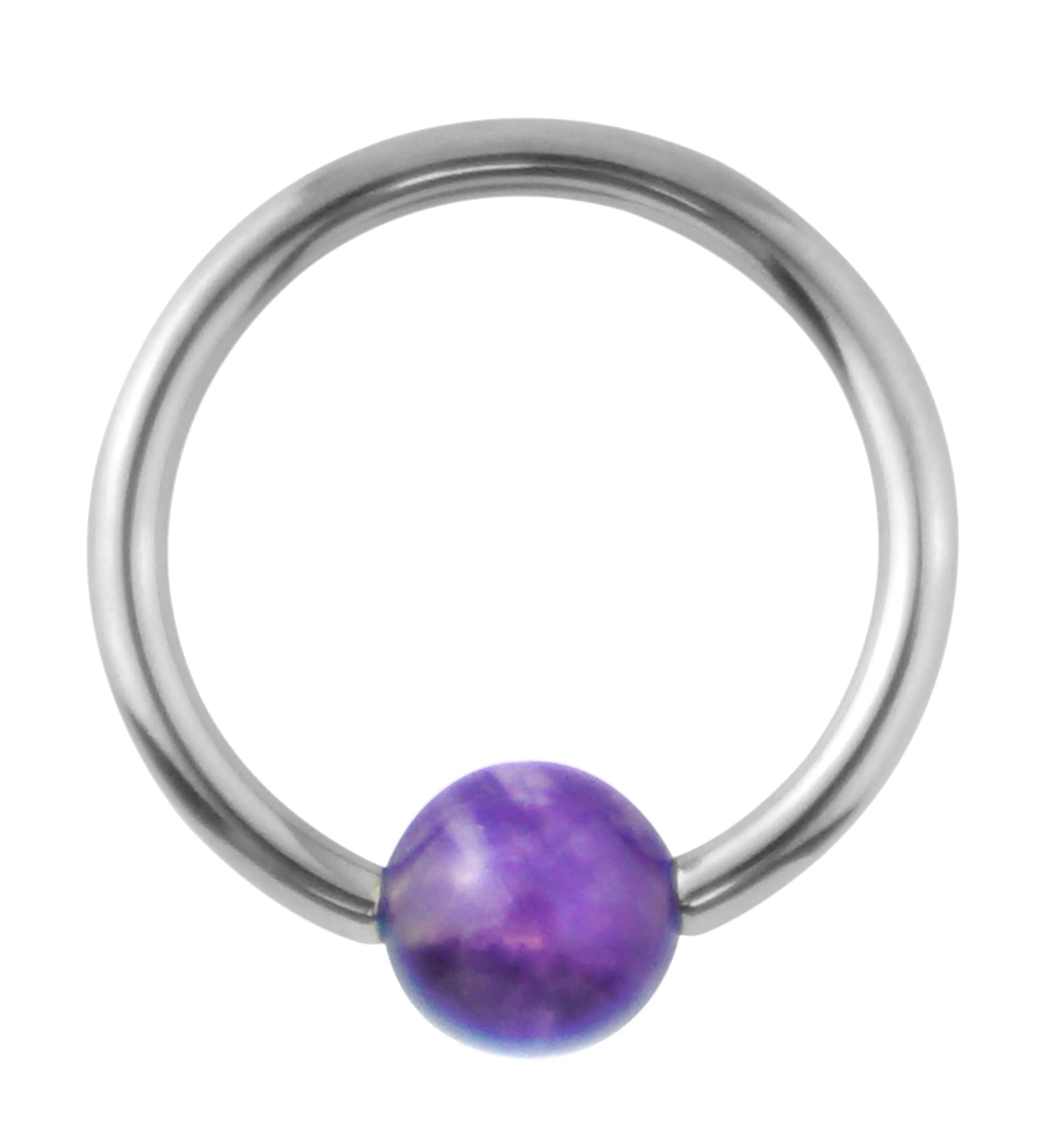 Amethyst Stone Titanium Captive Bead Ring