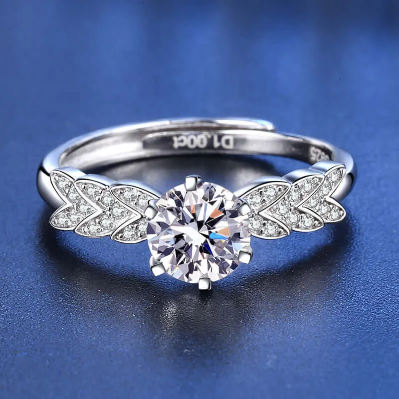 Angel Feather Moissanite Ring