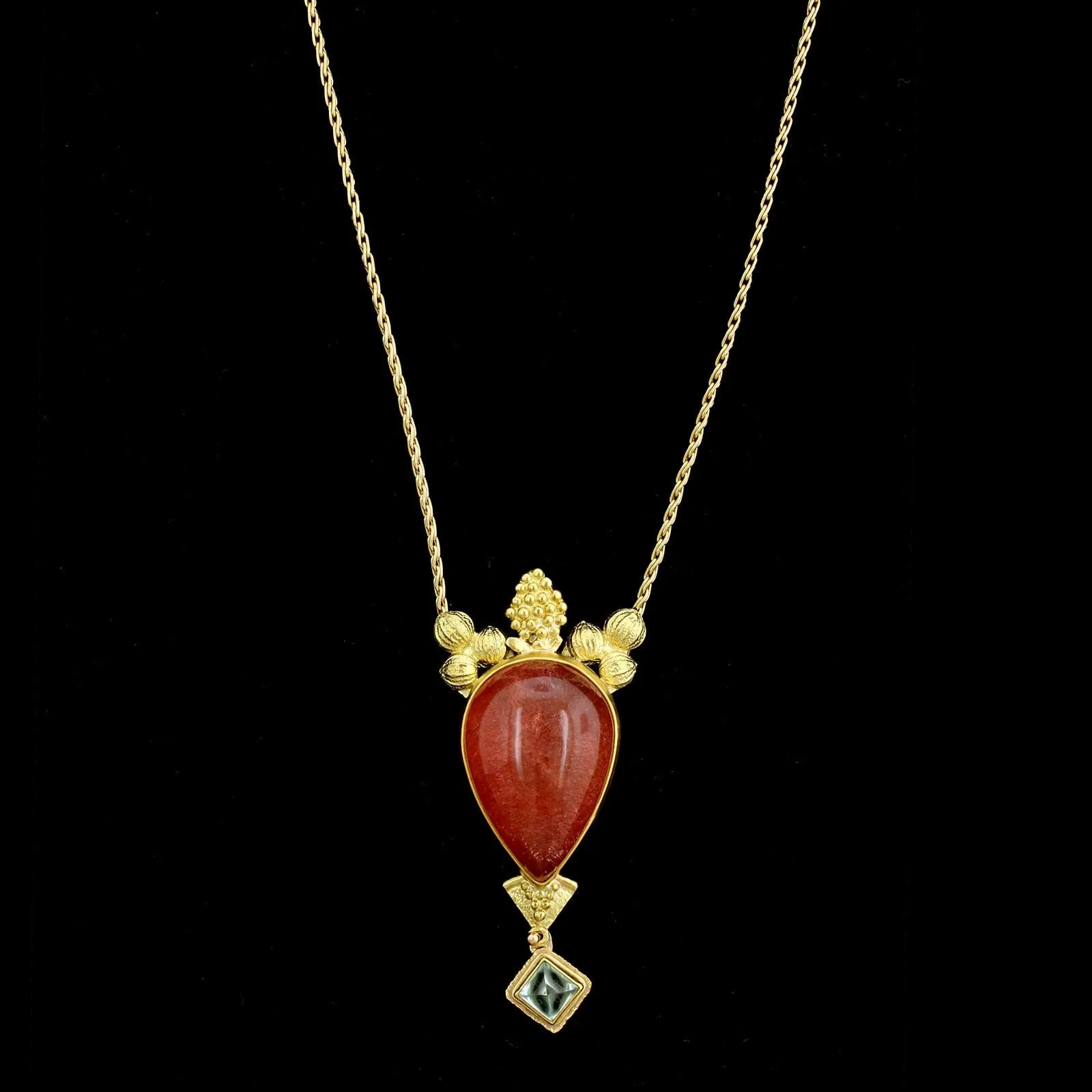 Ann Krupp 22K & 18K Yellow Gold and 14K White Gold Estate Gem-set Pendant Necklace