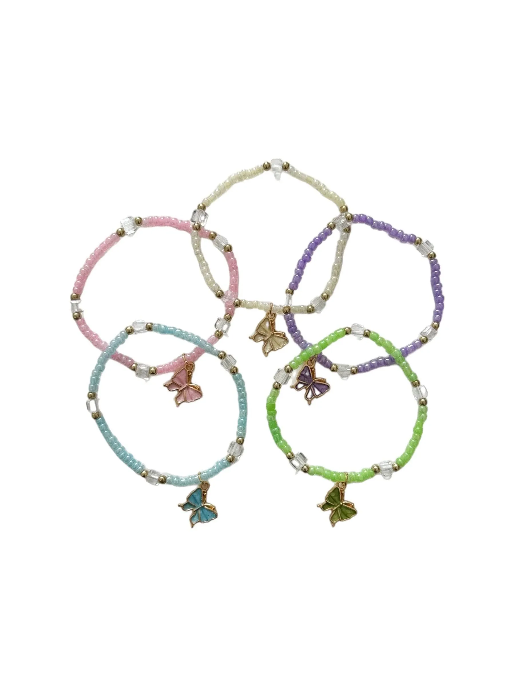 Bead Bracelets with Butterfly Charms