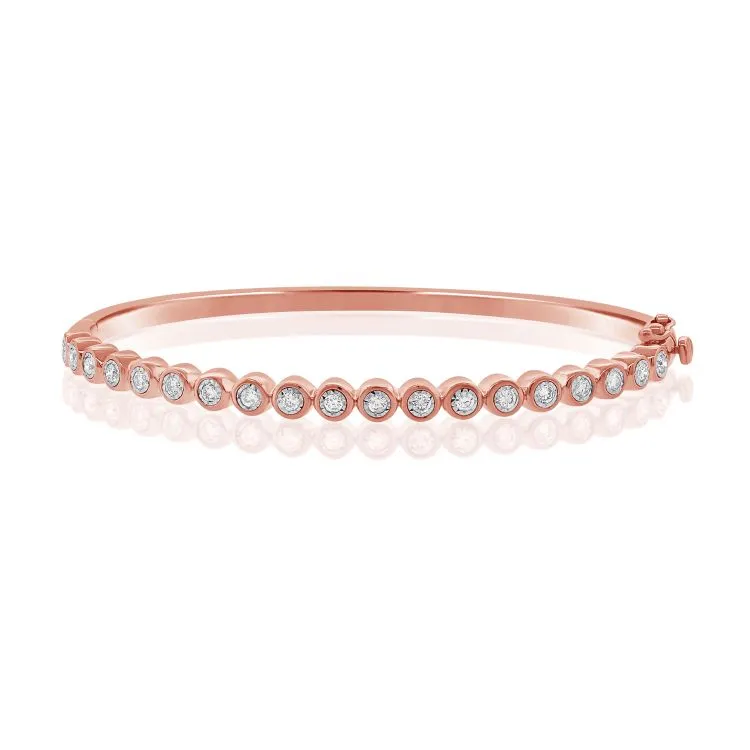 Bezel Set Diamond Bangle in Rose Gold