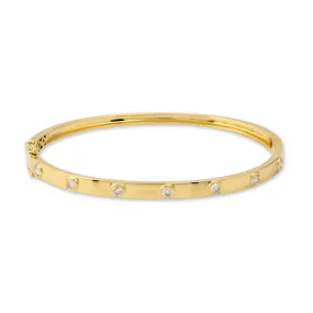 Round Diamond Bezel Set Segment Bangle Bracelet