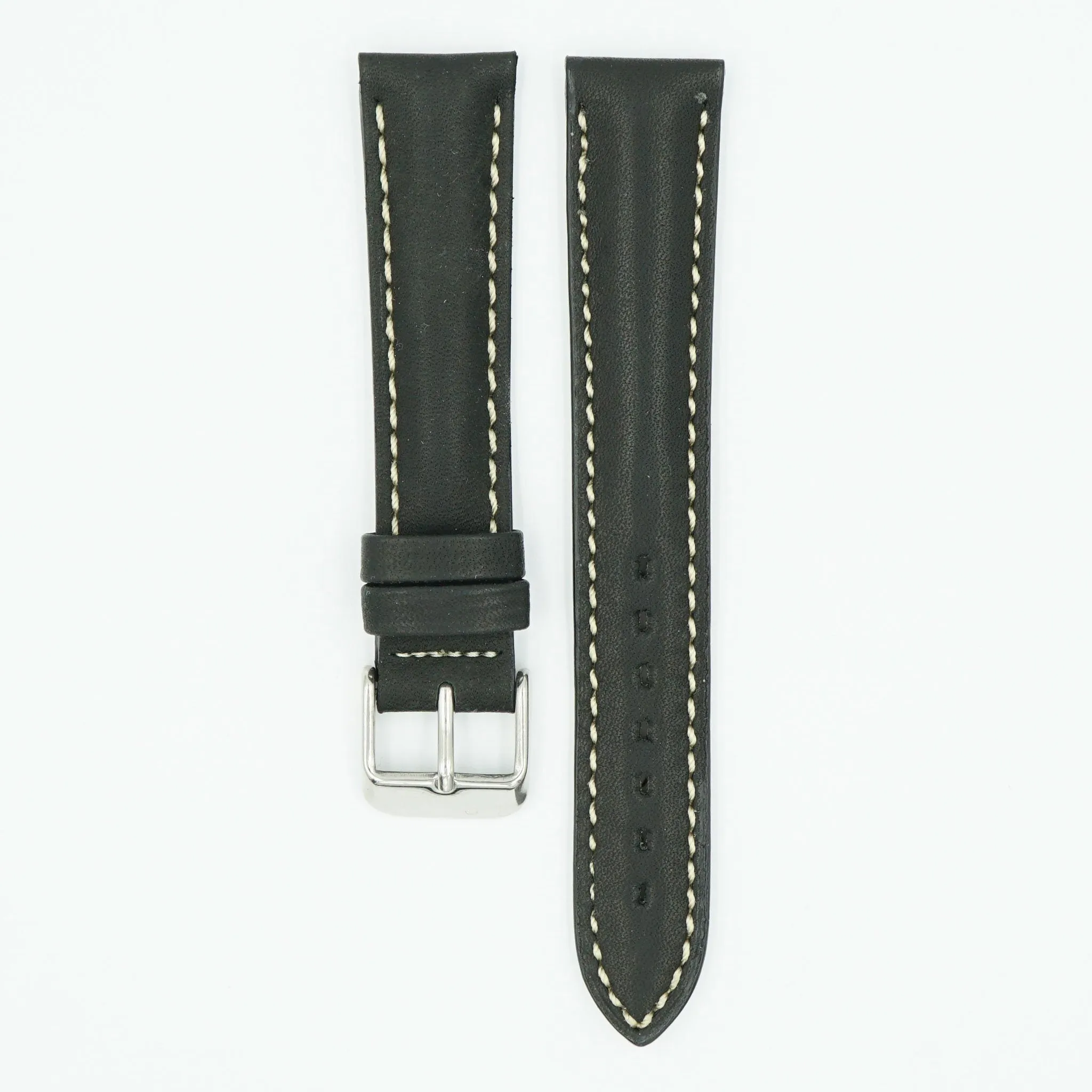 Black Waterproof Leather Watch Strap